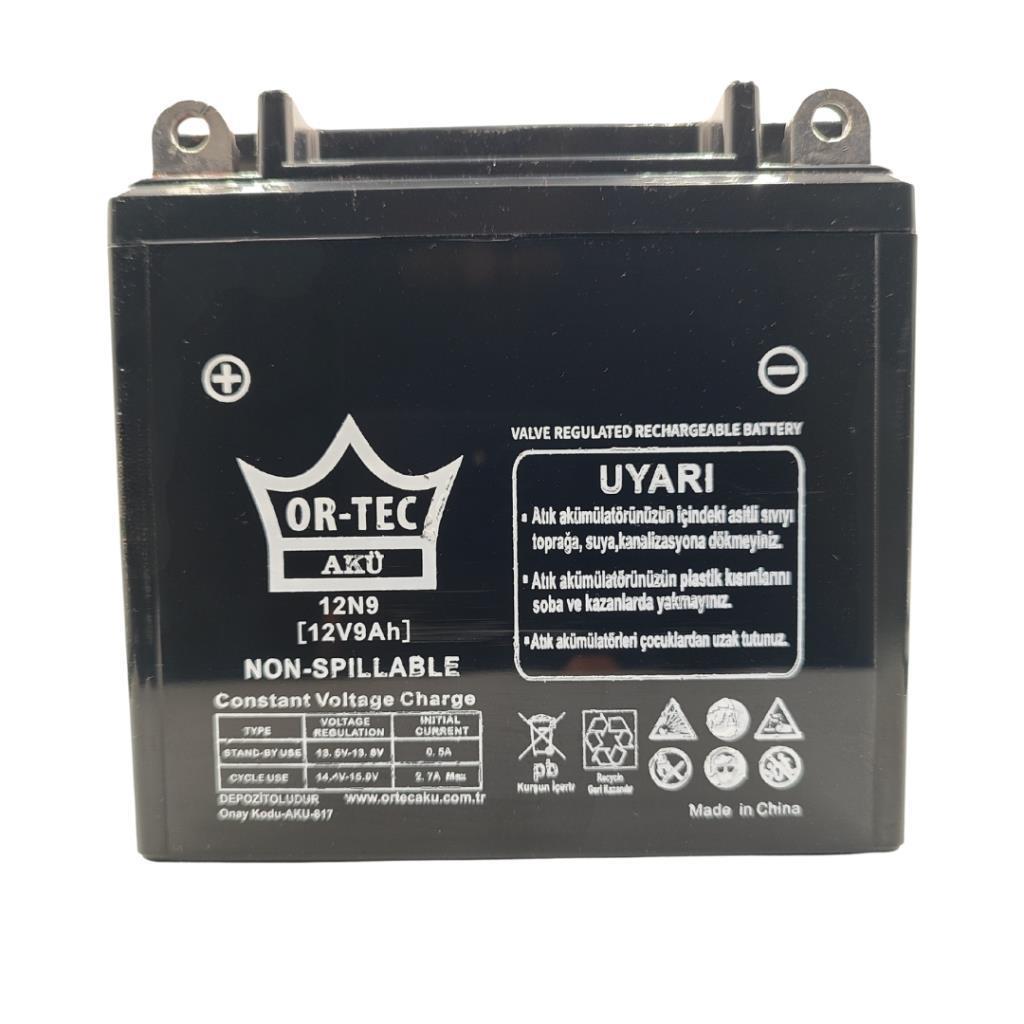 Ortec 12V 9Ah (12N9-BS) Motosiklet Aküsü