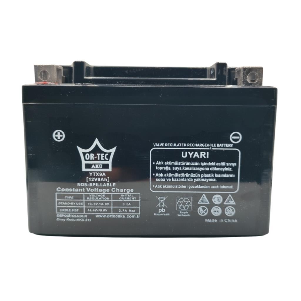 Ortec 12V 9Ah (YTX9A-BS) Motosiklet Aküsü