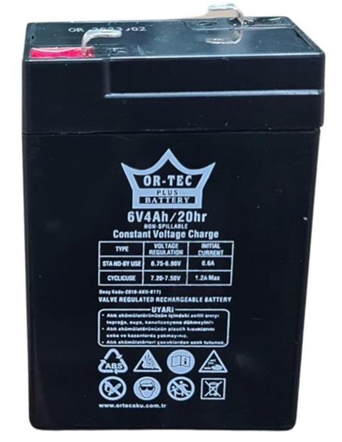 ORTEC BLACK 6V 4 AH BAKIMSIZ AKÜ 2023 ÜRETİM
