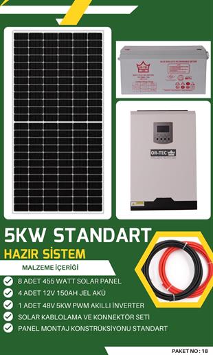 Bağevi Güneş Enerjisi 5KW Standart Solar Paket No: 18