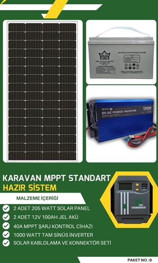 Karavan Güneş Enerjili 1000W MPPT Solar Paket No: 