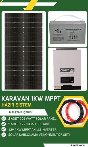 Karavan Güneş Enerjili 1KW MPPT Solar Sistem No: 8