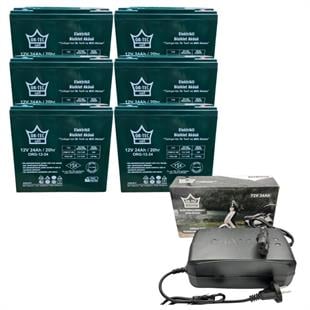 Ortec 6'Lı Set 12v 24 Ah Elektrikli Motosiklet Aküsü ve Ortec 72v 24ah Elektrikli Bisiklet Şarj Aleti Seti