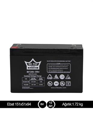 ORTEC 6V 12 AH AKÜLÜ ARABA AKÜSÜ 2023 ÜRETİM
