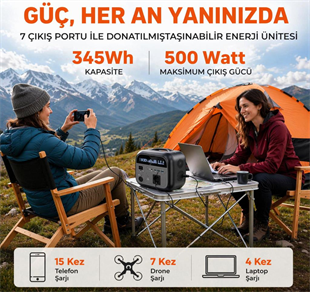 ORTEC AP400 600W - 10800mAh - 345Wh Kapasite LiFePO4 Taşınabilir Güç Istasyonu, Güç Kaynağı, Güneş Paneli Ile Şarj Desteği