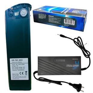 RKS Elektrikli Bisiklet Bataryası 36V 15Ah ve 36V 2A Lityum Li-Ion Akıllı Elektrikli Bisiklet Şarj Aleti Seti