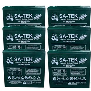 SA-TEK 6'lı SET 12V 24 AH ELEKTRİKLİ MOTORSİKLET AKÜSÜ 2023  ÜRETİM