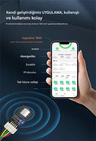 TDT 16S 51.2V 200A LiFePO4 Smart BMS Bluetooth Modüllü