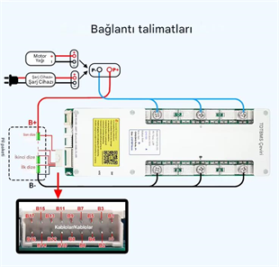 TDT 16S 51.2V 200A LiFePO4 Smart BMS Bluetooth Modüllü