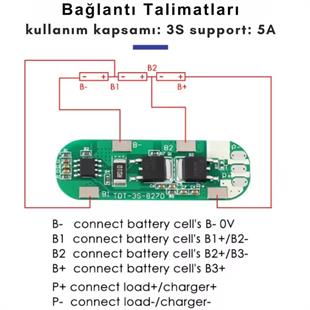 TDT 3S 5A BSM Li-ion Batarya Koruma Devresi 18650