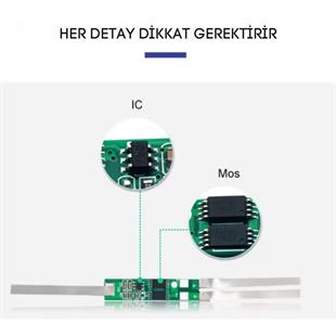 TDT 7.4V 2S 4A Li-ion Pil Koruma Devresi Nikel Şeritli BMS 
