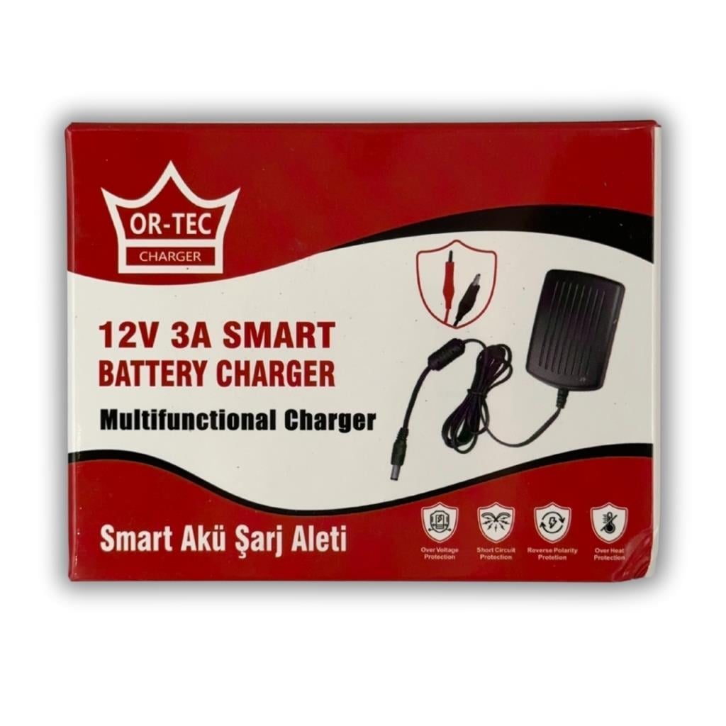 12V 3A Akü Şarj Cihazı Adaptörü Maşalı Pilsan Akülü Araba Uyumlu 