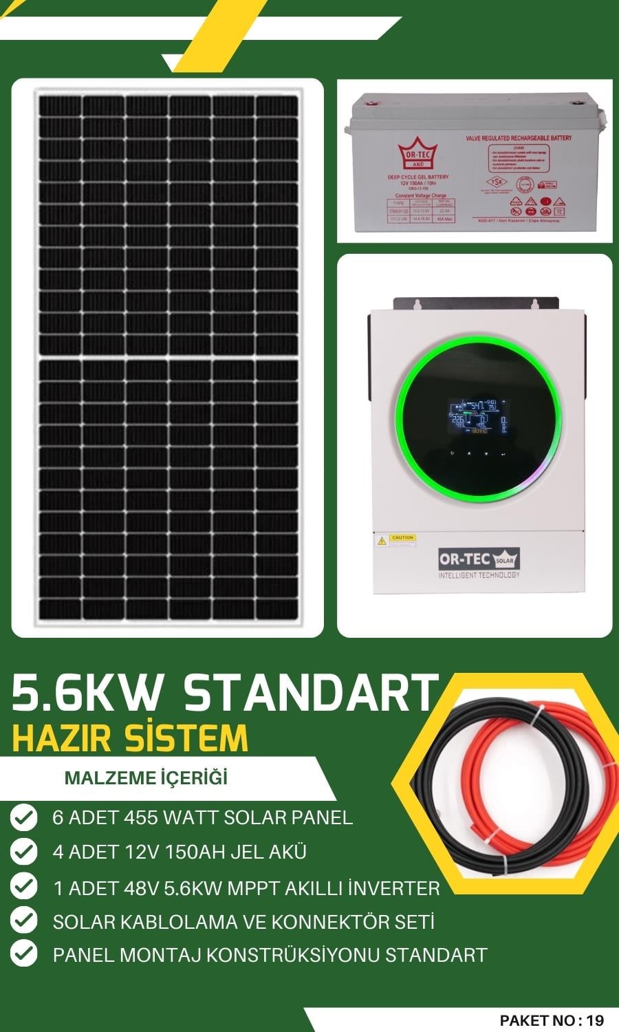 Bağevi Güneş Enerjisi 5.6KW Standart Solar Paket No: 19 