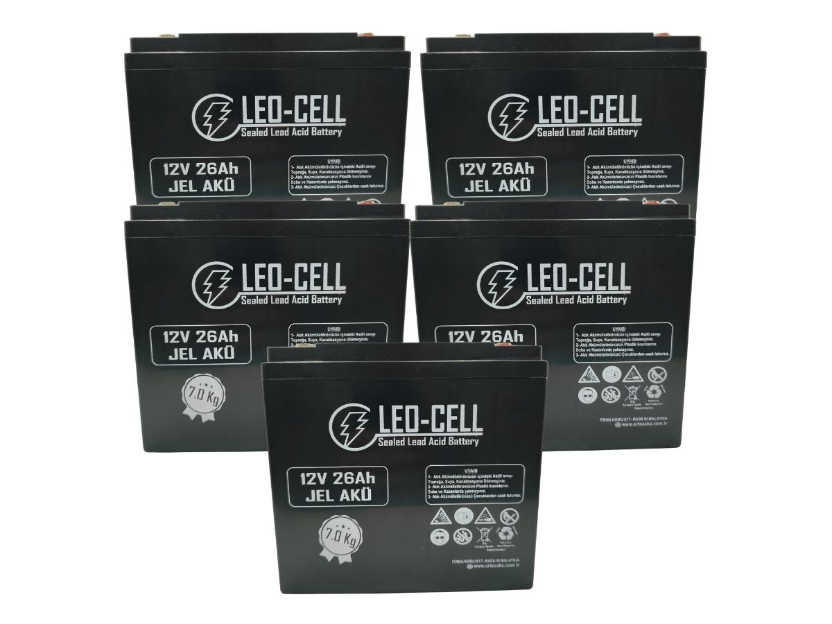Leo-Cell 12V 26AH Japon Teknolojisi Elektrikli Motorsiklet Aküsü 7 Kg 5'li Set 2025 Üretim