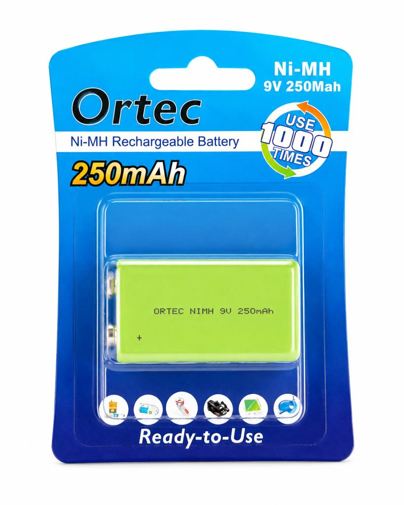 OR-TEC NiMH 9V 250mAh Şarjlı Pil