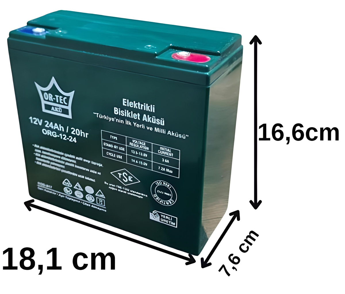 ORTEC 12V 24 AH AMPER ELEKTRİKLİ MOTOSİKLET AKÜSÜ 2023 ÜRETİM