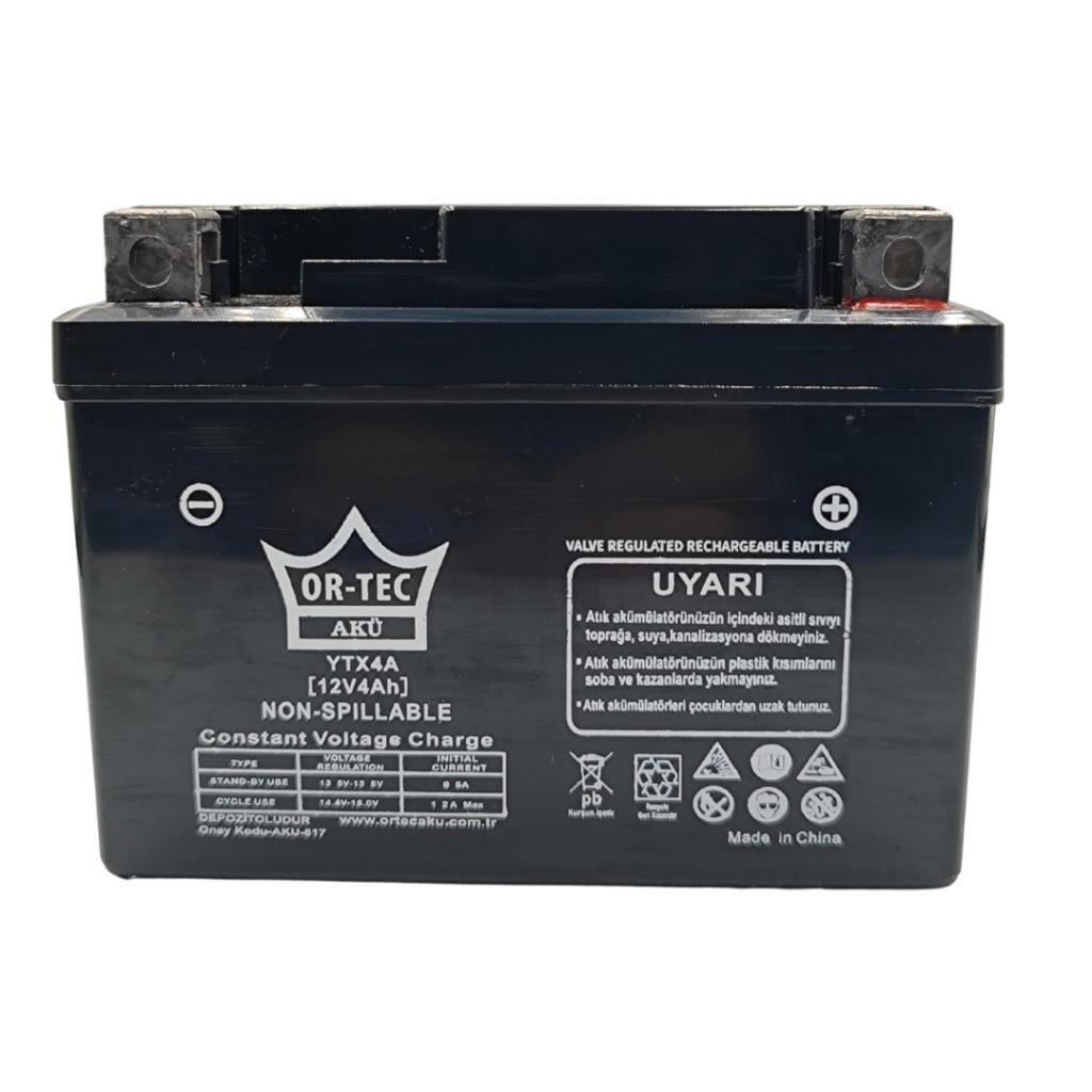 Ortec 12V 4Ah (YTX4A-BS) Motosiklet Aküsü