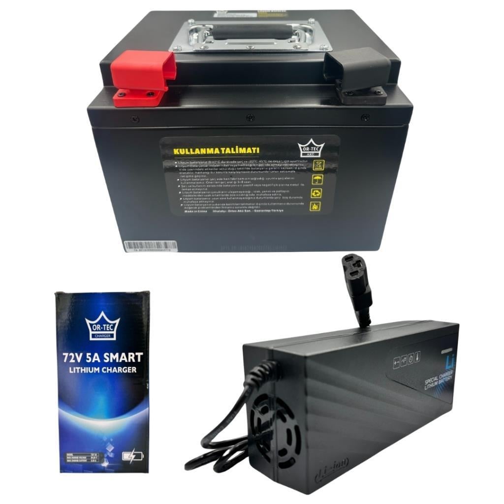 Ortec 72V 15-20AH Lityum LiFePO4 Elektrikli Motosiklet Aküsü - 72V 5A Lityum Akü Şarj Aleti