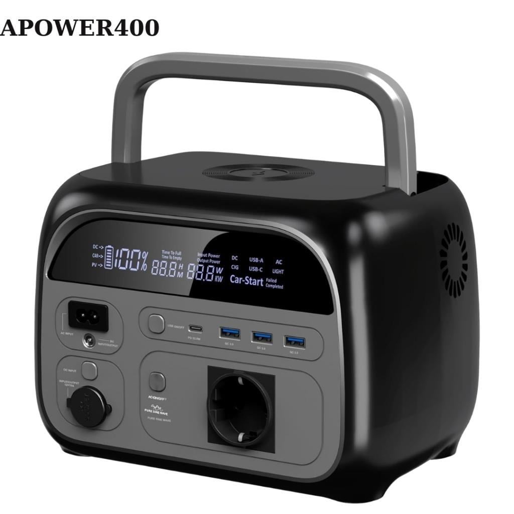 ORTEC AP400 600W - 10800mAh - 345Wh Kapasite LiFePO4 Taşınabilir Güç Istasyonu, Güç Kaynağı, Güneş Paneli Ile Şarj Desteği
