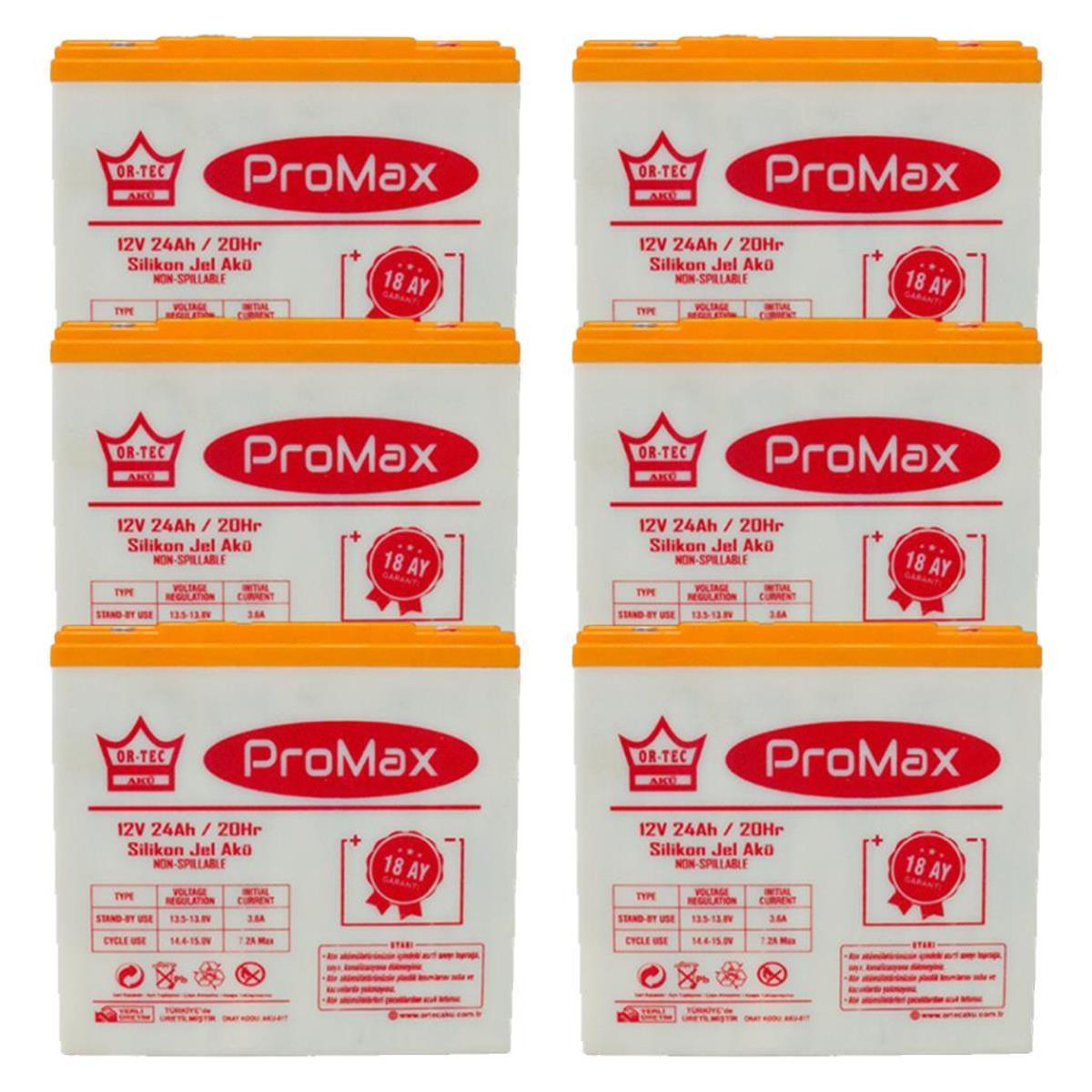 ORTEC PROMAX 12V 24 AH AMPER 6LI SET 2023 ÜRETİM 