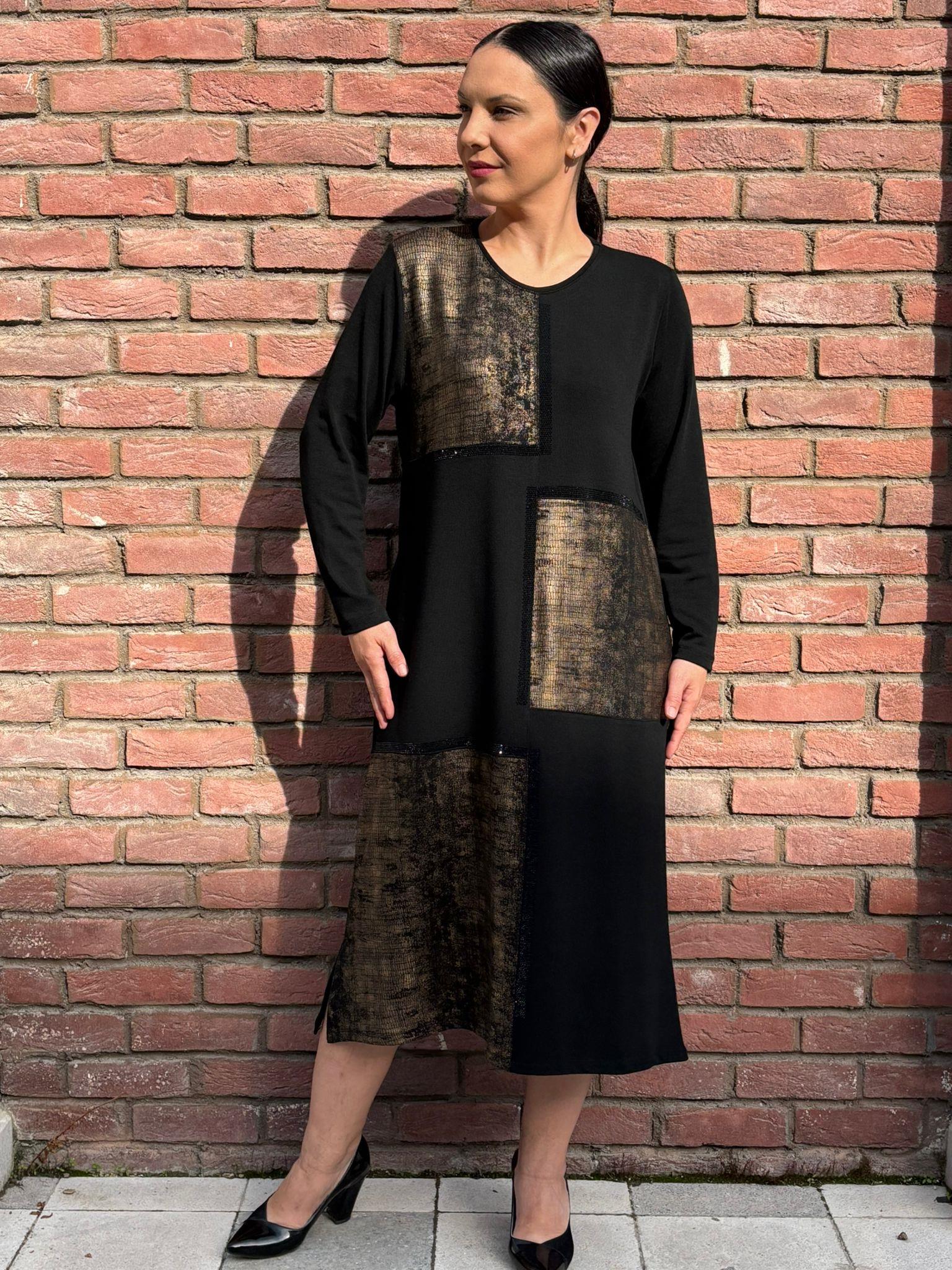 Kare Eskitme Desen Çilek Elbise