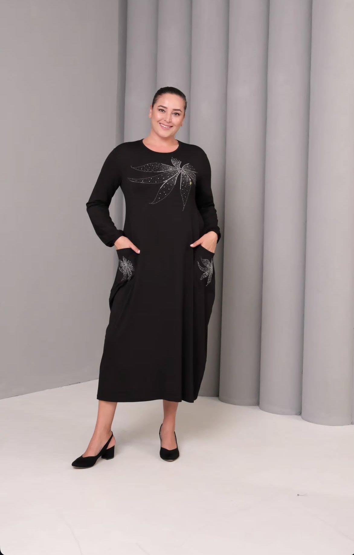 Taş Çiçek Baskılı Elbise