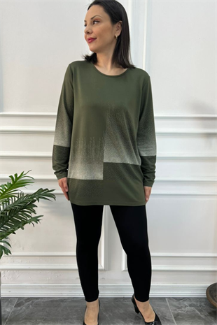 Büyük Beden Eteği Taşlı Bluz