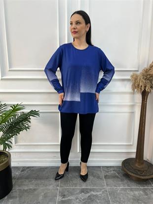 Büyük Beden Eteği Taşlı Bluz