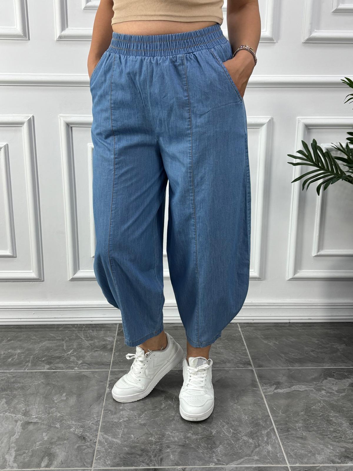 Büyük Beden Balon Denim Pantolon