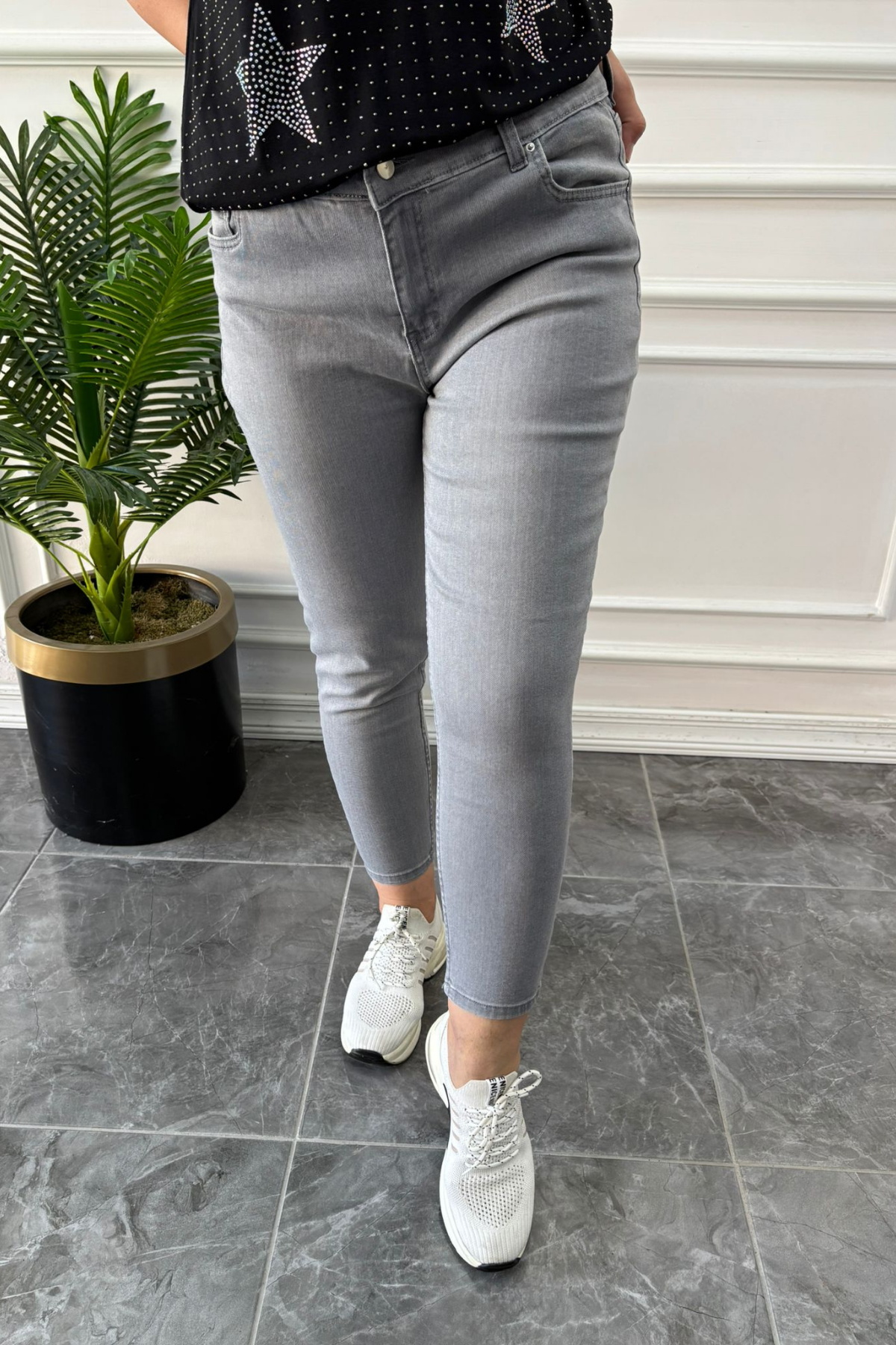 Büyük Beden Bilek Boy Denim Pantolon