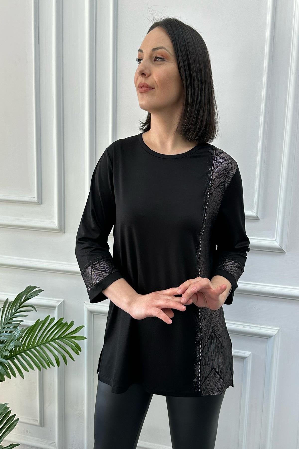 Büyük Beden Capri Kol Bluz