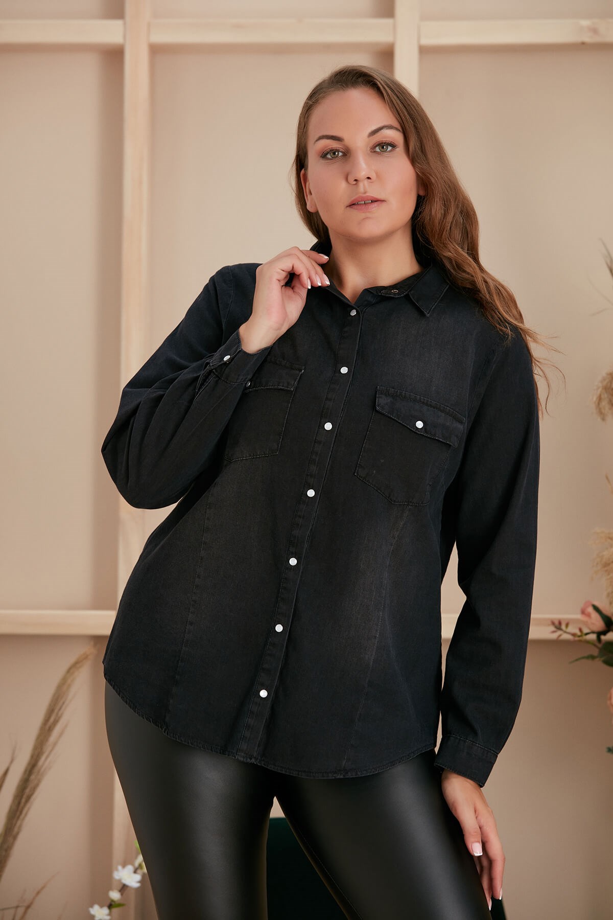 Kadın Büyük Beden Kot Gömlek Model ve Renkleri|Heves Giyim