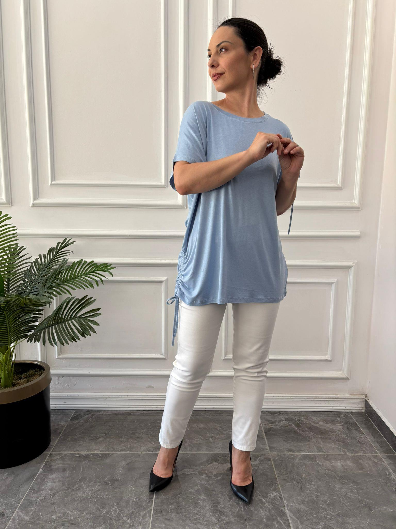 Büyük Beden Omuz Ve Etek Bağcıklı Tshirt