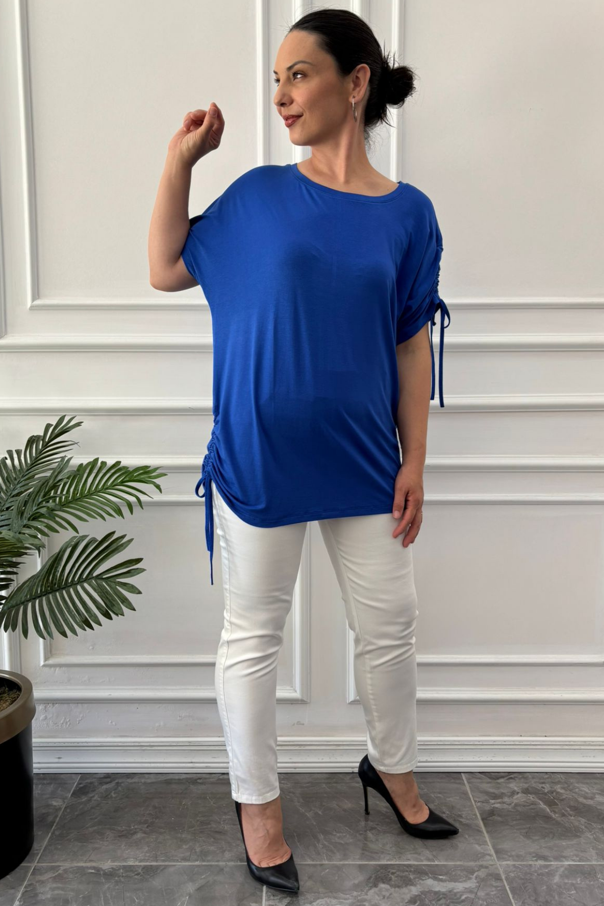 Büyük Beden Omuz Ve Etek Bağcıklı Tshirt