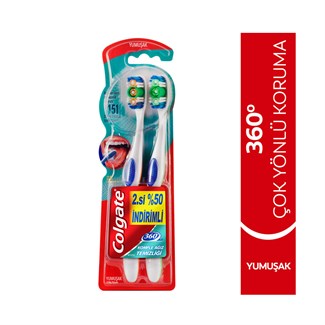 Colgate 360 Komple Ağız Temizliği Çok Yönlü Koruma Yumuşak Diş Fırçası 1+1