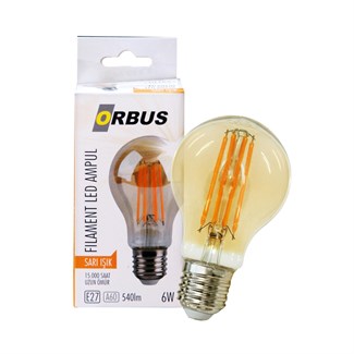Orbus Led Filament Ampul  Amber A60 6 watt  E27