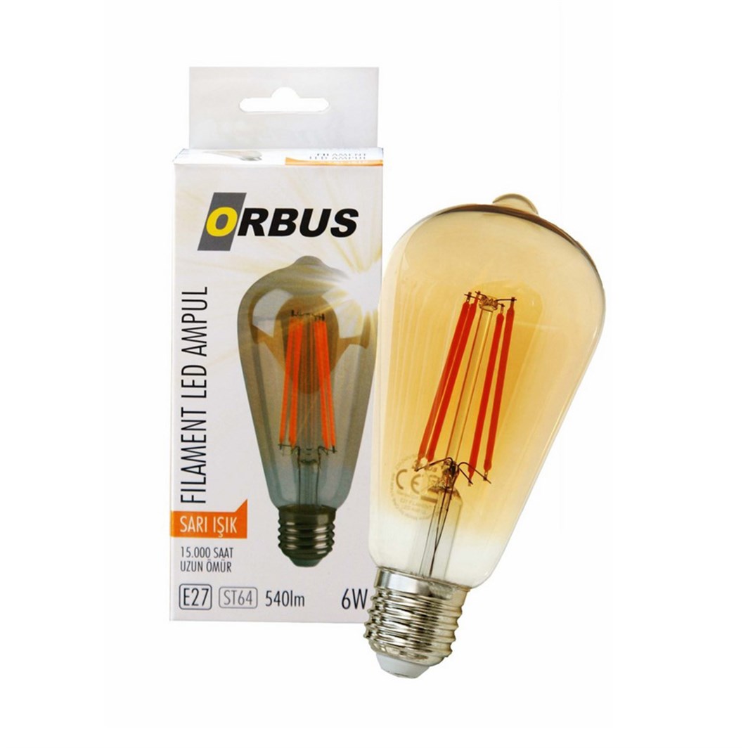 Orbus Led Filament Ampul Amber ST64 6 watt E27