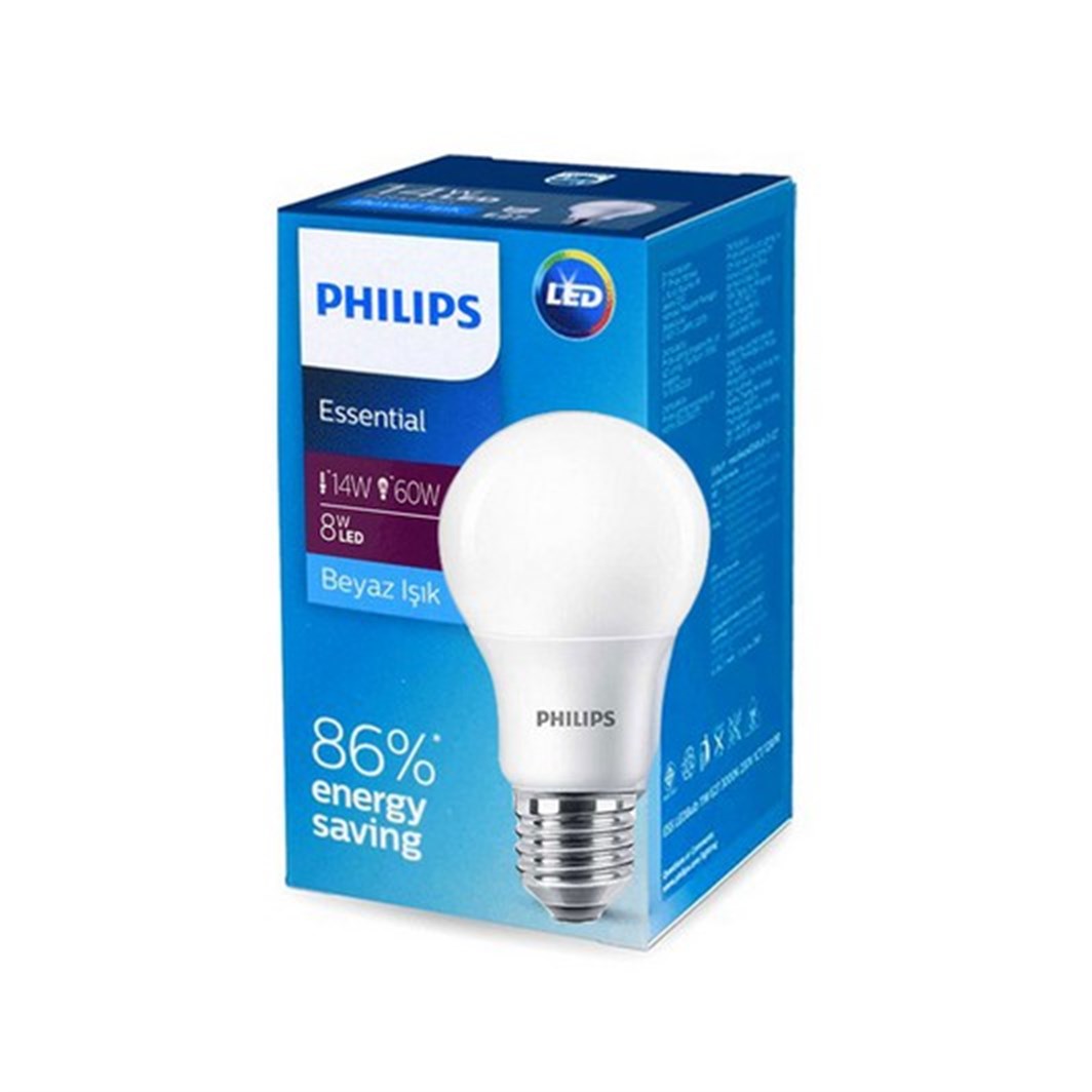 Philips Ampul Led Essential 8/60 W E27 Beyaz Işık