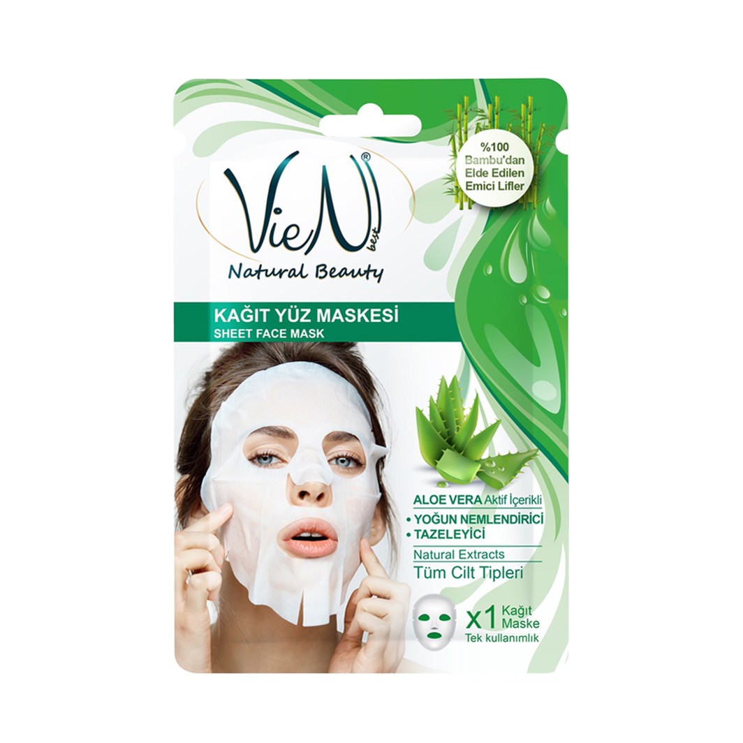 Vien Kağıt Yüz Maskesi Aloe Vera Aktif İçerikli Yoğun Nemlendirici 25 gr