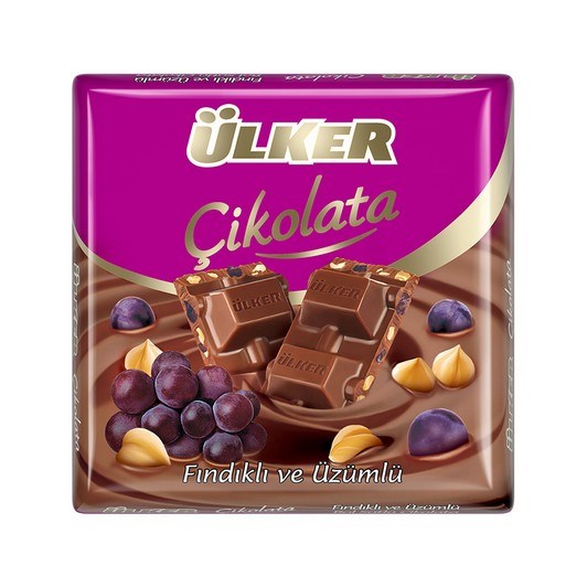 Ülker Kare Çikolata Üzümlü Fındıklı 60 gr