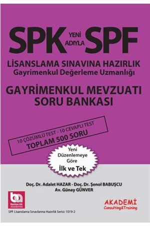 Akademi Yayınları SPF Lisanslama Sınavlarına Hazırlık Gayrimenkul Mevzuatı Soru Bankası