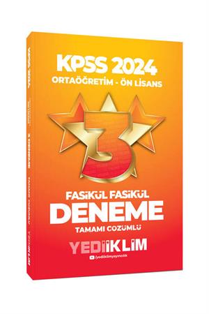 Yediiklim Yayınları 2024 KPSS Ortaöğretim-Önlisans Fasikül Yıldız Tamamı Çözümlü 3 Deneme