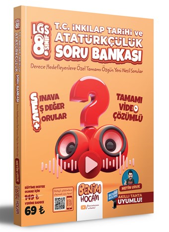 2023 LGS 8.Sınıf T.C. İnkılap Tarihi ve Atatürkçülük Tamamı Video Çözümlü Soru Bankası Benim Hocam Yayınları