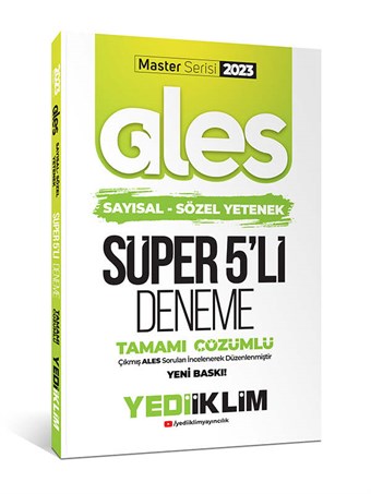 Yediiklim Yayınları 2023 Master Serisi Ales Sayısal- Sözel Yetenek Tamamı Çözümlü Süper 5'li Deneme