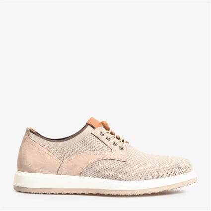 Bej Triko Erkek Bağcıklı Loafer
