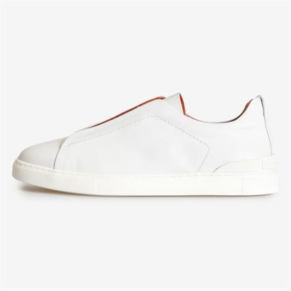 Beyaz Deri Bağcıksız Erkek Sneaker