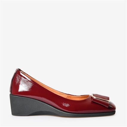Bordo Rugan Toka Detaylı Dolgu Topuk Kadın Loafer