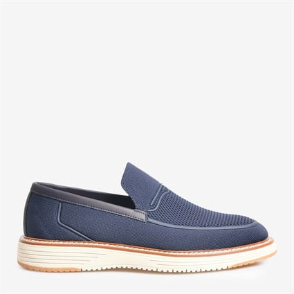 Lacivert Triko Erkek Bağcıklı Loafer