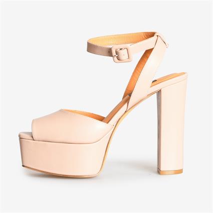 Nut Deri Platformlu Kadın Abiye Sandalet