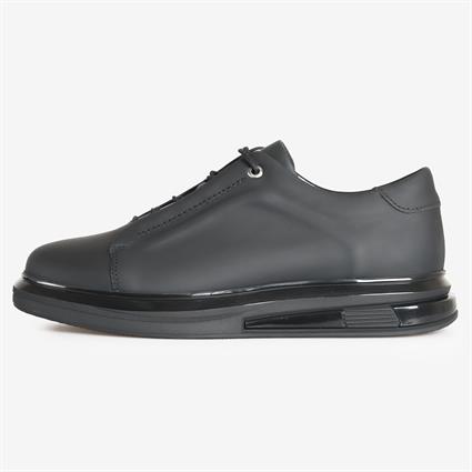 ŞEFFAF TABAN SİYAH ERKEK DERİ SNEAKER